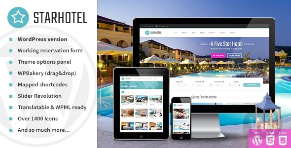 Starhotel v3.0.2 - тема WordPress для отелей