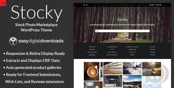 Stocky v1.5.0 - тема для магазина стоковых фото WordPress