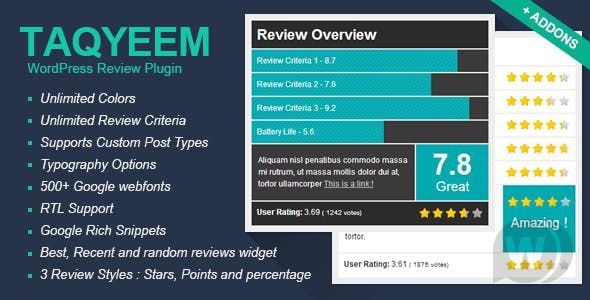 Taqyeem v2.6.2 - плагин отзывов WordPress