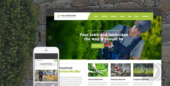 The Landscaper v2.6.1 - шаблон на тему ландшафтного дизайна WordPress