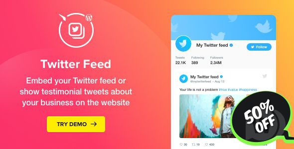 Twitter Feed v1.5.0 - плагин ленты Twitter для WordPress