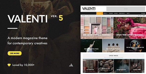 Valenti v5.6.3.9 - тема новостей WordPress