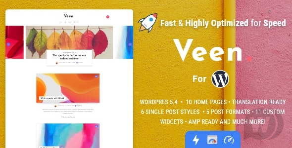 Veen v2.3.0 NULLED - легкая тема для блога WP