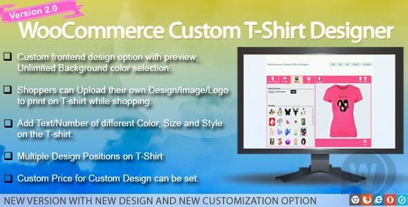 WooCommerce Custom T-Shirt Designer v2.0.8 - конструктор футболок для WooCommerce
