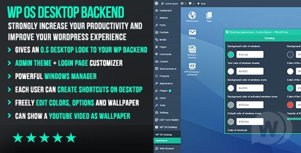 WP OS Desktop Backend v1.155 - шаблон админ-панели WordPress
